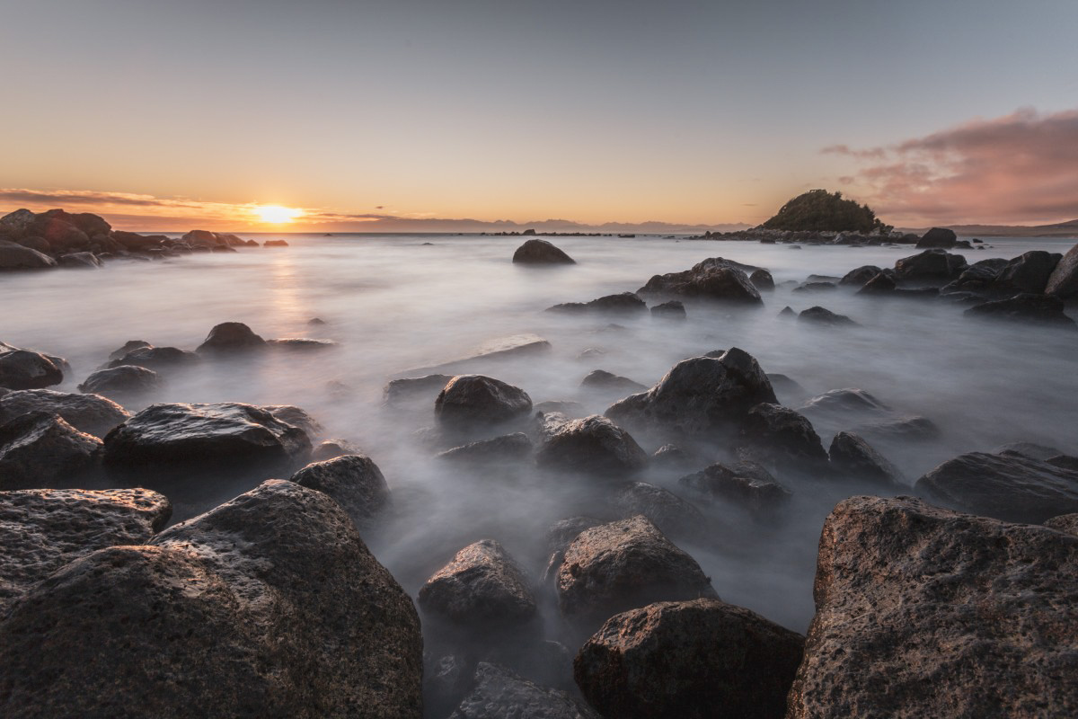 Sonnenuntergang Monkey Island in Neuseeland